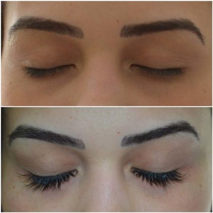 alongamento de cílios antes e depois