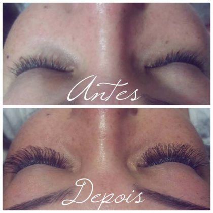 alongamento de cílios antes e depois