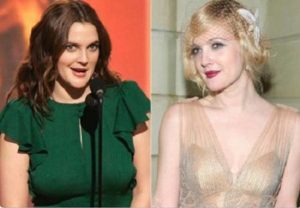 Drew Barrymore antes e depois da redução de mama